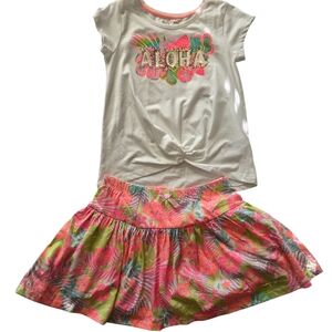 NWT Tommy Bahama Tropical Neon Pink Floral Skort & Hibiscus Sequin Top